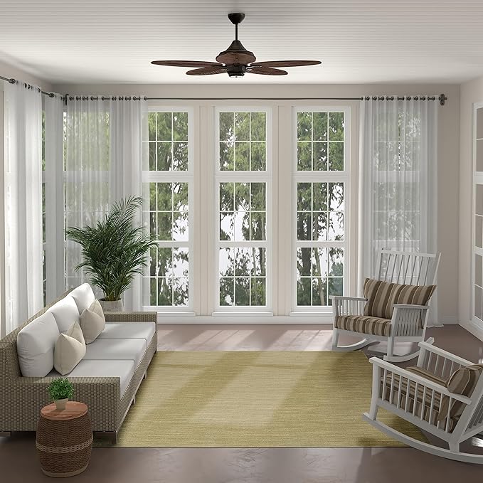 Nourison Essentials Indoor/Outdoor Green 6' x 9' Area Rug, Easy Cleaning, Non Shedding, Bedroom, Living Room, Dining Room, Backyard, Deck, Patio