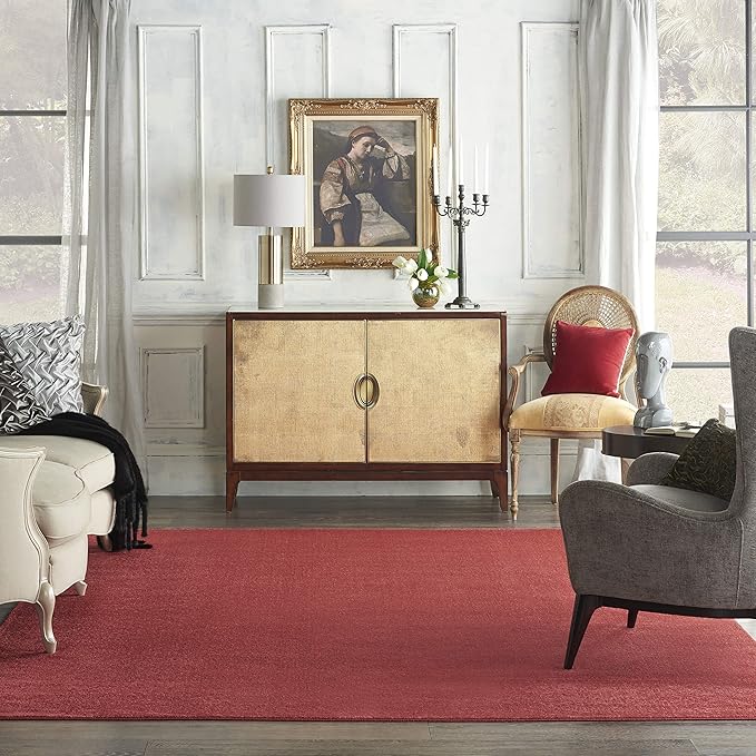 Nourison Essentials Indoor/Outdoor Brick Red 9' x 12' Area Rug, Easy Cleaning, Non Shedding, Bed Room, Living Room, Dining Room, Backyard, Deck, Patio (9x12)