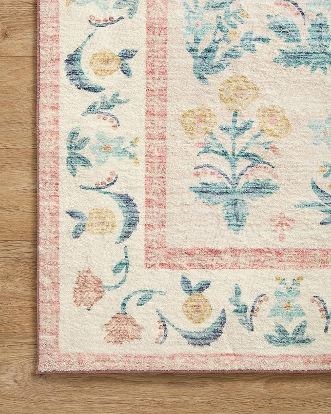 Rifle Paper Co. x Loloi Eden Collection EDE-01 Mughal Rose Blush 2'-6" x 7'-6" Runner Rug