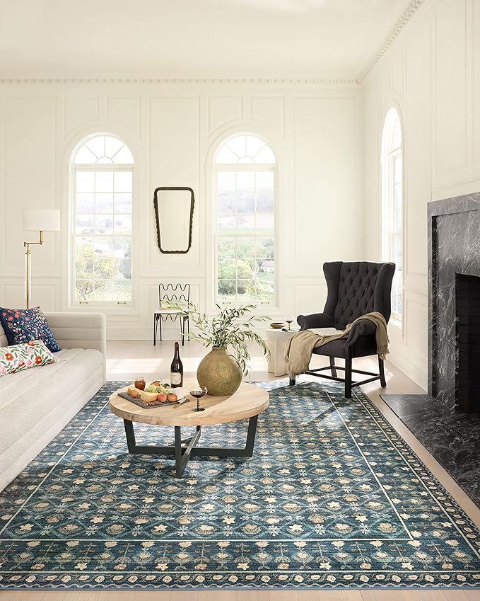 Rifle Paper Co. x Loloi Eden Collection EDE-03 Lattice Indigo 2'-6" x 7'-6" Runner Rug