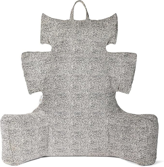 Reading Pillow with Shredded Memory Foam, Large Adult Backrest with Arms, Back Support for Sitting Up in Bed with Washable Cover (Sit up Pillow)