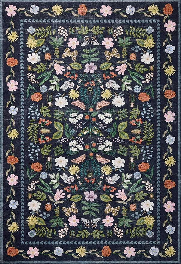 Loloi Rifle Paper Co. Canopy Collection CNP-04 Black 8'-6" x 11'-6" Area Rug