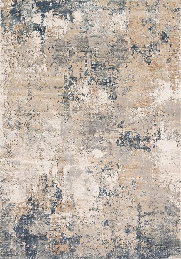 Loloi Teagan Collection 5'-3" x 7'-6" Area Rug in Sand/Mist - Large, Soft Neutral Rug, High-Traffic for Living Room, Bedroom, Home Office, Dining Area