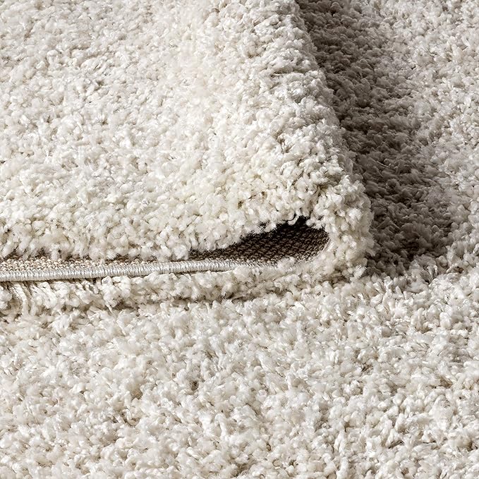 JONATHAN Y MCR100D-4 Mercer Shag Plush Tassel Indoor Area -Rug Bohemian Modern Contemporary Solid Easy -Cleaning Bedroom Kitchen Living Room, 4 X 6, Cream with Tassel