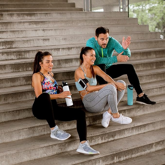 Hydraflow Hybrid - Triple Wall Vacuum Insulated Water Bottle with Flip Straw (34oz, Powder Navy) Stainless Steel Metal Thermos, Reusable Leak Proof BPA-FREE for Sports and Travel