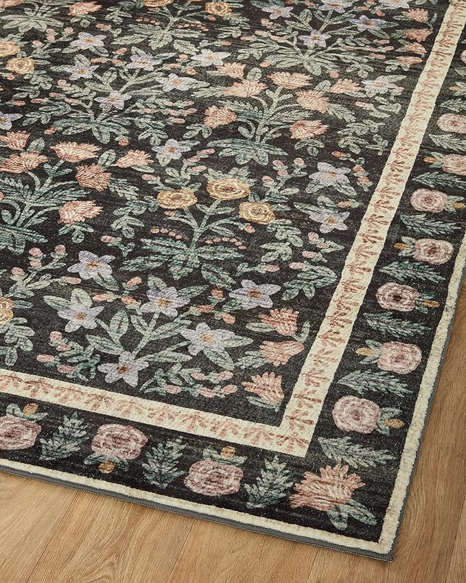 Rifle Paper Co. x Loloi Eden Collection EDE-02 Mughal Garden Black 7'-6" x 9'-6" Area Rug