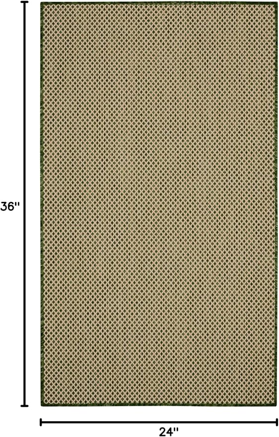 Nourison Courtyard 2' x 3' Green Fabric Area Rug