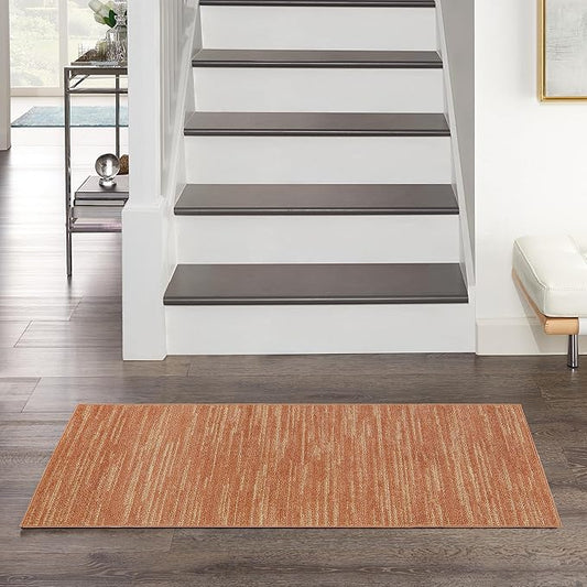 Nourison Essentials Indoor/Outdoor Rust 3' x 5' Area Rug, Easy Cleaning, Non Shedding, Bed Room, Living Room, Dining Room, Backyard, Deck, Patio (3x5)