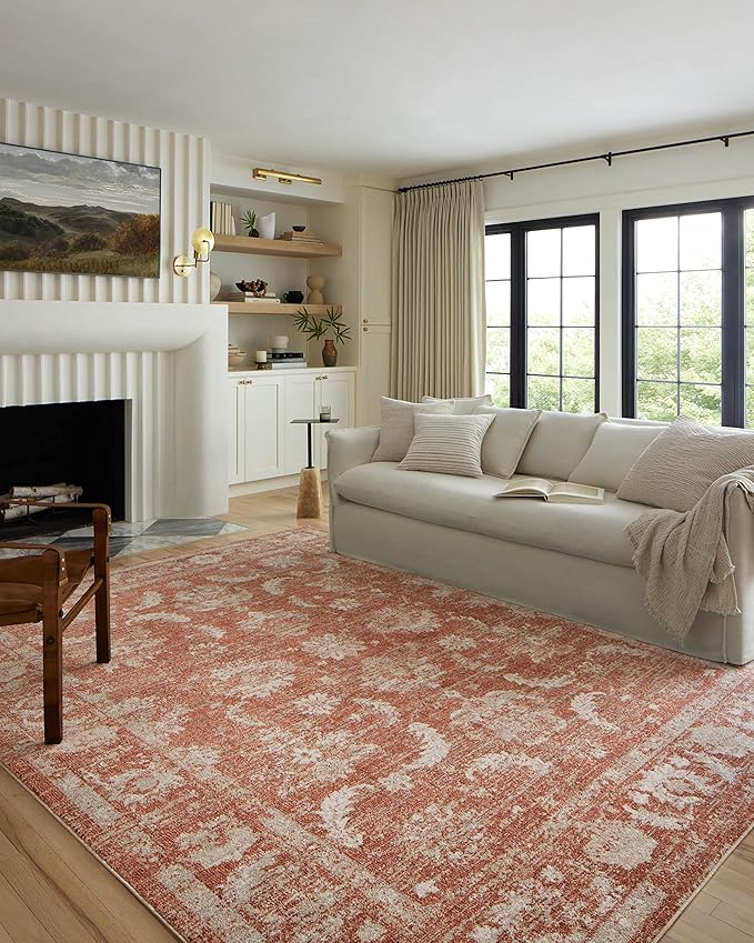 Loloi II Odette Collection ODT-03 Rust/Ivory 5'-3" x 7'-9" Area Rug