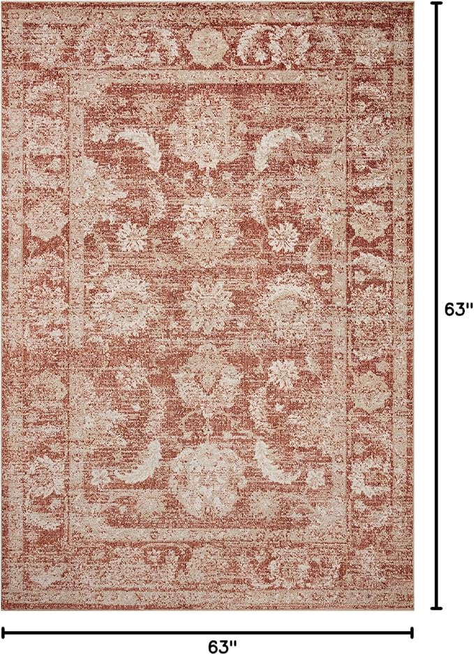 Loloi II Odette Collection ODT-03 Rust/Ivory 5'-3" x 5'-3" Round Accent Rug