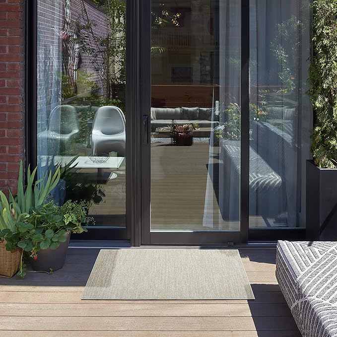 Nourison Essentials Indoor/Outdoor Ivory Beige 2' x 4' Area Rug, Easy Cleaning, Non Shedding, Bed Room, Living Room, Dining Room, Backyard, Deck, Patio (2x4)