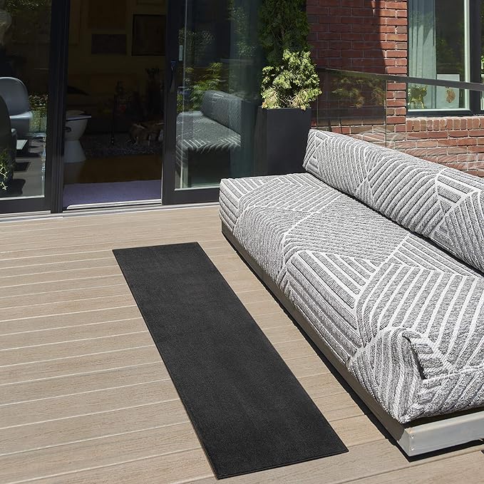 Nourison Essentials 2'2" x 7'6" Black Outdoor Indoor/Outdoor Rug