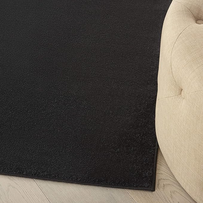 Nourison Essentials 7' x Square Black Fabric Outdoor Area Rug (7' Square)