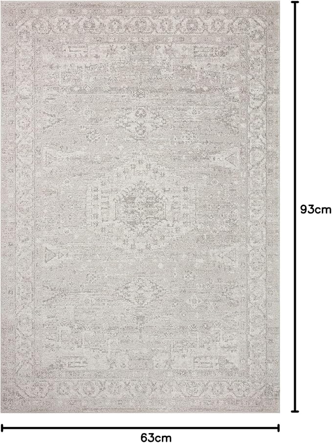 Loloi II Odette Collection ODT-02 Silver/Ivory 5'-3" x 7'-9" Area Rug