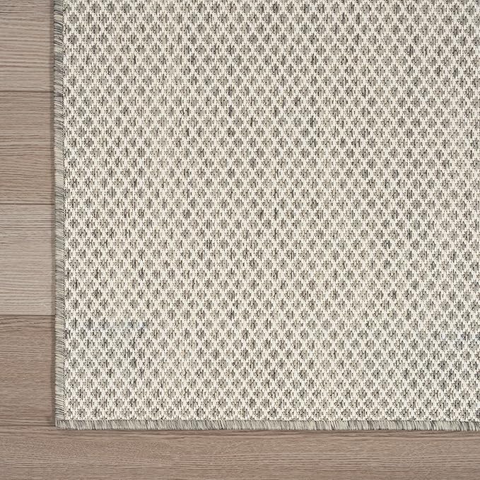 Nourison Courtyard Indoor/Outdoor Ivory Silver 8' x 10' Area Rug, Geometric, Easy Cleaning, Non Shedding, Bed Room, Living Room, Dining Room, Deck, Patio, Backyard (8x10)