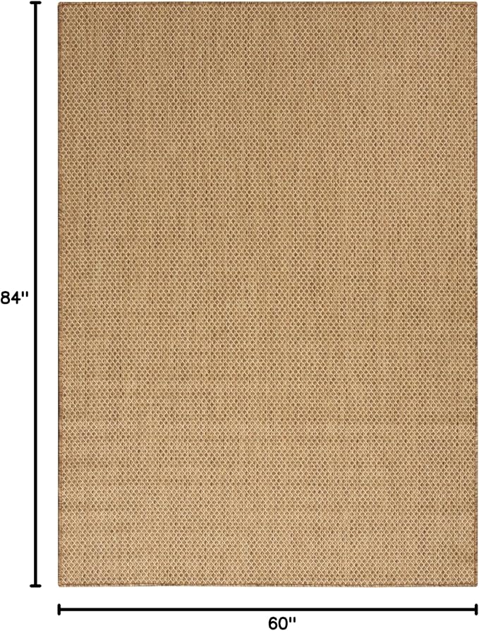 Nourison Courtyard Jute 5' x 7' Area Rug - Easy Clean, Non Shedding, Bed Room, Living Room, Dining Room, Kitchen (5' x 7')