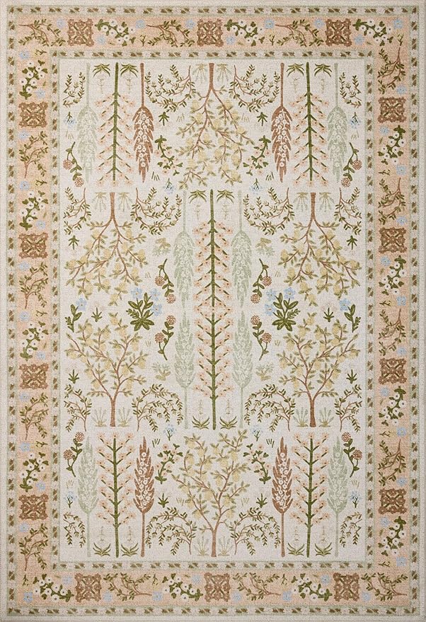 Loloi Rifle Paper Co. Canopy Collection CNP-01 Cream 5'-0" x 5'-0" Round Accent Rug