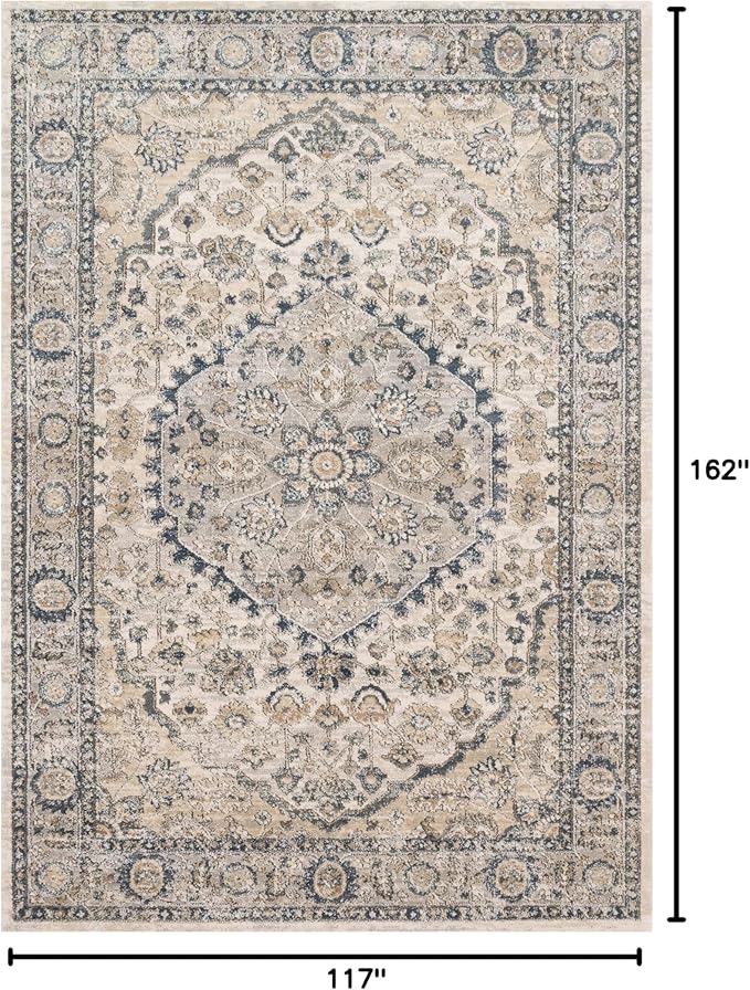 Loloi Teagan Collection 9'-9" x 13'-6" Area Rug in Natural/Lt. Grey - Large, Soft Neutral Rug, High-Traffic for Living Room, Bedroom, Home Office, Dining Area