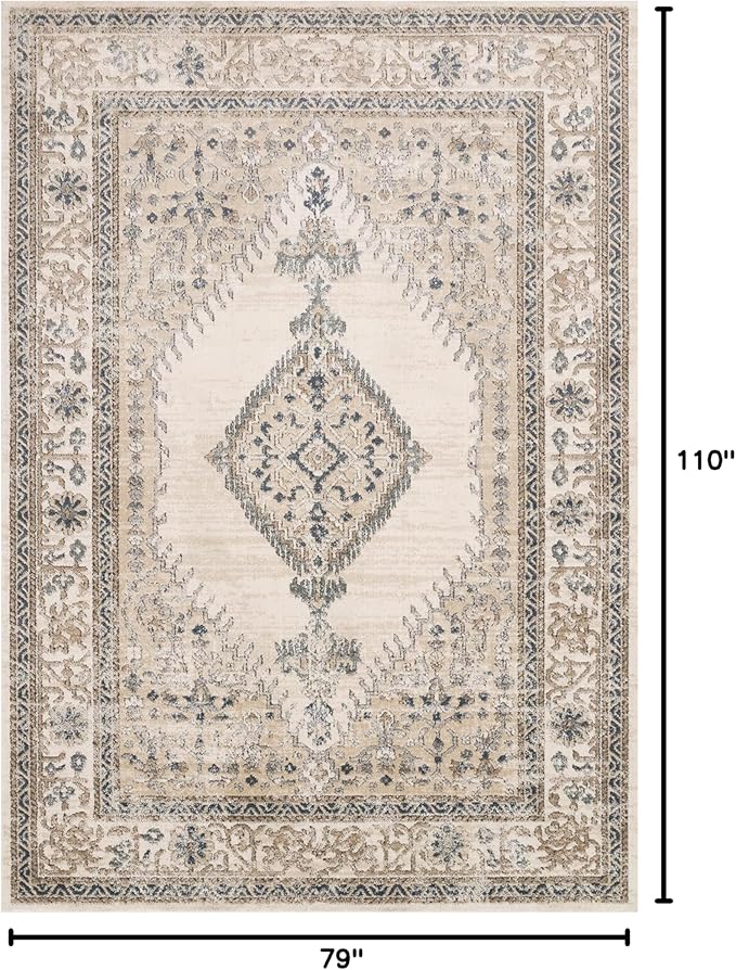 Loloi Teagan Collection 6'-7" x 9'-2" Area Rug in Oatmeal/Ivory - Large, Soft Neutral Rug, High-Traffic for Living Room, Bedroom, Home Office, Dining Area