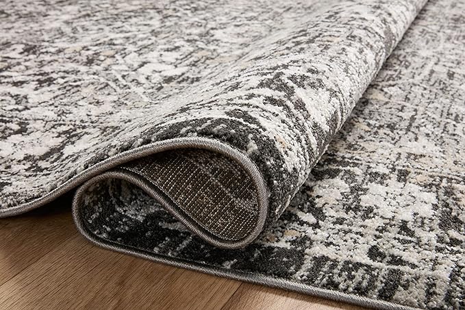 Loloi II Odette Collection ODT-01 Charcoal/Silver 5'-3" x 5'-3" Round Accent Rug
