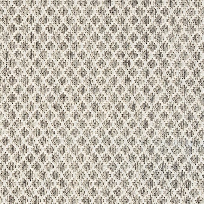 Nourison Courtyard Indoor/Outdoor Ivory Silver 8' x 10' Area Rug, Geometric, Easy Cleaning, Non Shedding, Bed Room, Living Room, Dining Room, Deck, Patio, Backyard (8x10)