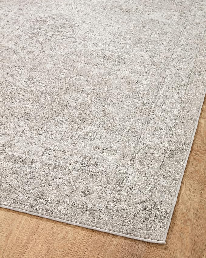 Loloi II Odette Collection ODT-02 Silver/Ivory 9'-2" x 9'-2" Round Area Rug