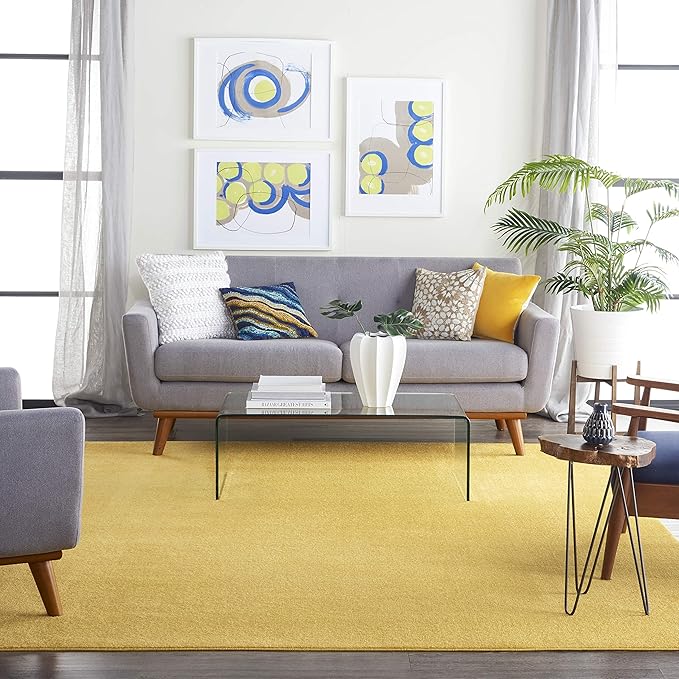 Nourison Essentials Indoor/Outdoor Yellow 10' x 14' Area Rug, Easy Cleaning, Non Shedding, Bed Room, Living Room, Dining Room, Backyard, Deck, Patio (10x14)