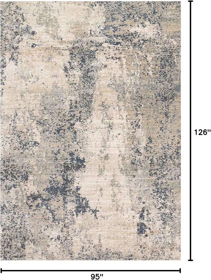 Loloi Teagan Collection 7'-11" x 10'-6" Area Rug in Natural/Denim - Large, Soft Neutral Rug, High-Traffic for Living Room, Bedroom, Home Office, Dining Area