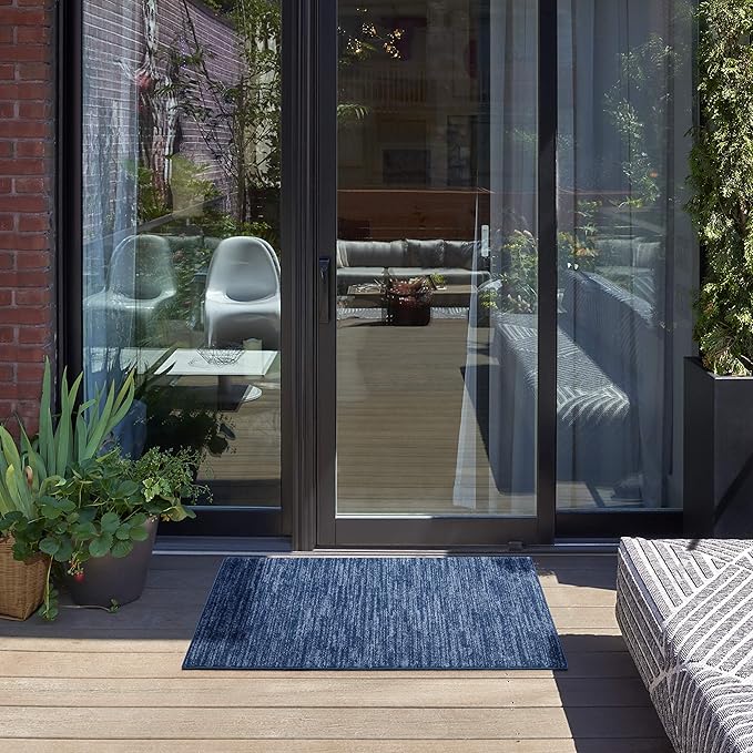 Nourison Essentials 2' x 4' Navy Blue Fabric Outdoor Area Rug (2' x 4')