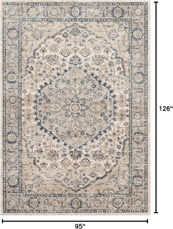 Loloi Teagan Collection 7'-11" x 10'-6" Area Rug in Natural/Lt. Grey - Large, Soft Neutral Rug, High-Traffic for Living Room, Bedroom, Home Office, Dining Area