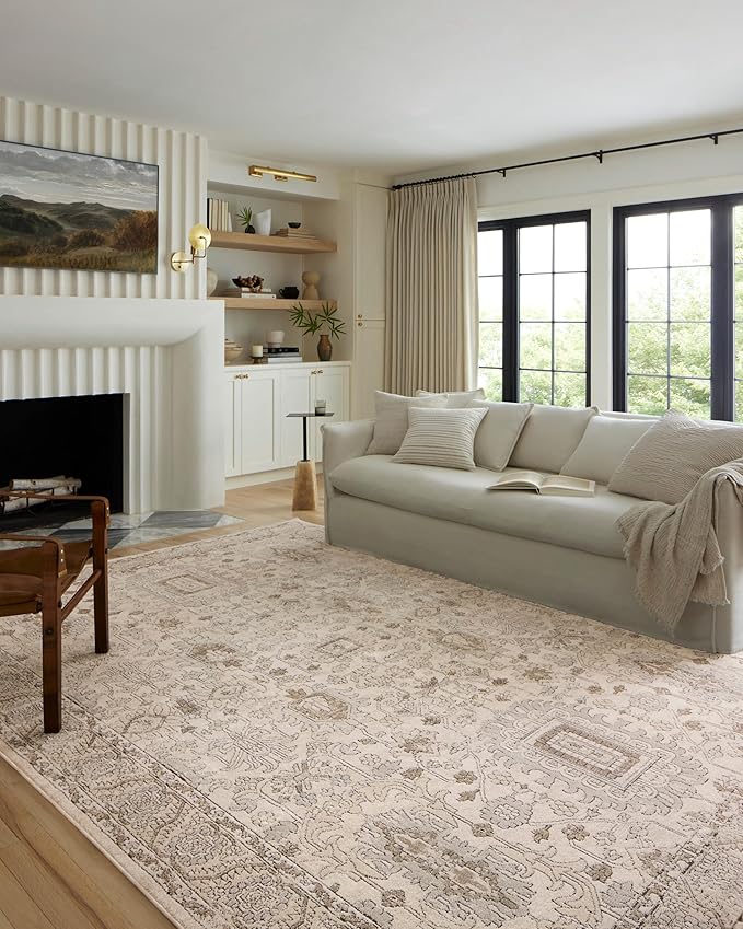 Loloi Teagan Collection 11'-6" x 15' Area Rug in Ivory/Sand - Large, Soft Neutral Rug, High-Traffic for Living Room, Bedroom, Home Office, Dining Area
