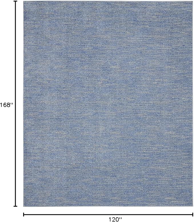 Nourison Essentials Indoor/Outdoor Blue/Grey 10' x 14' Area Rug, Easy Cleaning, Non Shedding, Bed Room, Living Room, Dining Room, Backyard, Deck, Patio (10x14)