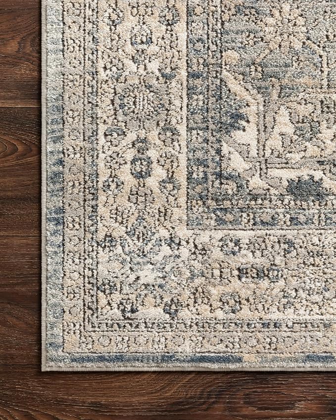 Loloi II Teagan Collection TEA-04 Sky/Natural 2'-8" x 4', .25" Thick, Accent Rug, Soft, Durable, Neutral, Woven, Low Pile, Non-Shedding, Easy Clean, Living Room Rug