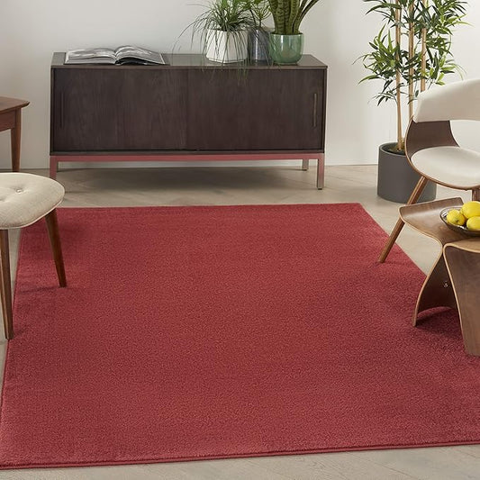 Nourison Essentials Indoor/Outdoor Brick Red 6' x 9' Area Rug, Easy Cleaning, Non Shedding, Bed Room, Living Room, Dining Room, Backyard, Deck, Patio (6x9)