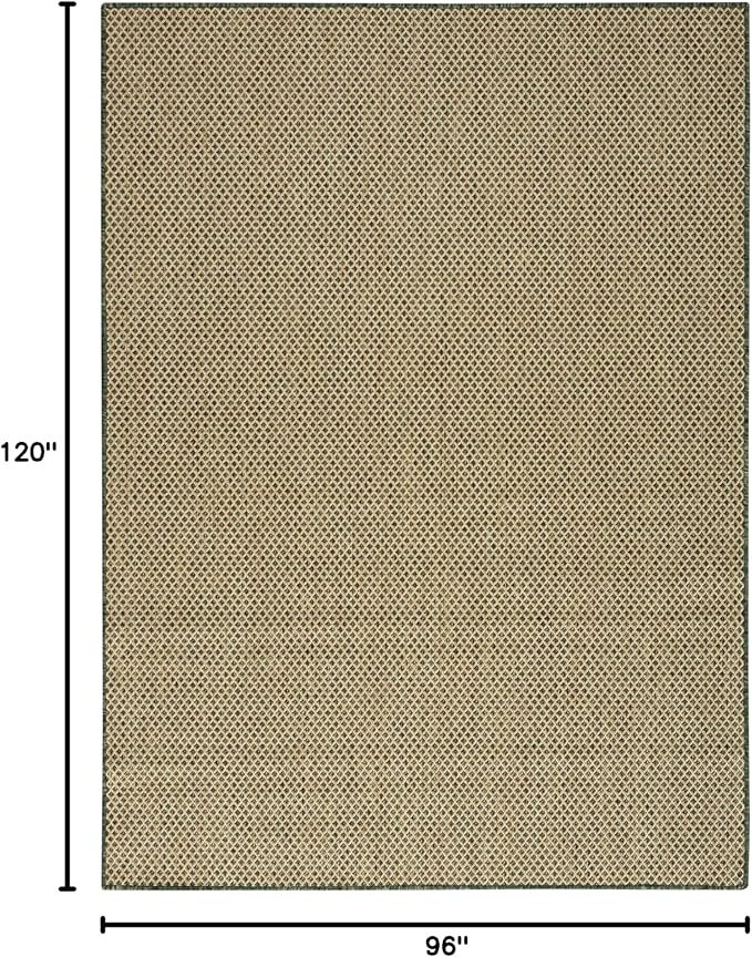 Nourison Courtyard Green 8' x 10' Area Rug - Easy Clean, Non Shedding, Bed Room, Living Room, Dining Room, Kitchen (8' x 10')