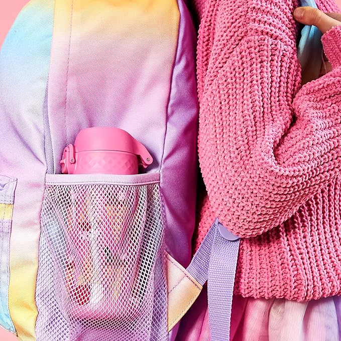 Ion8 Kids Water Bottle, Steel 400 ml/13 oz, Leak Proof, Easy to Open, Secure Lock, Dishwasher Safe, Flip Cover, Carry Handle, Easy Clean, Durable, Scratch Resistant, Raised Print, Ice Creams Design