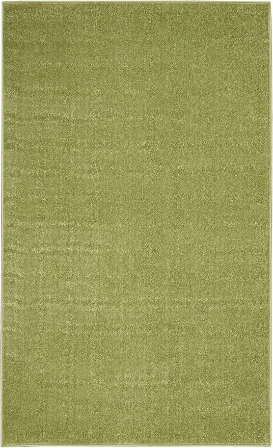 Nourison Essentials Indoor/Outdoor Green 3' x 5' Area Rug, Easy Cleaning, Non Shedding, Bed Room, Living Room, Dining Room, Backyard, Deck, Patio (3x5)