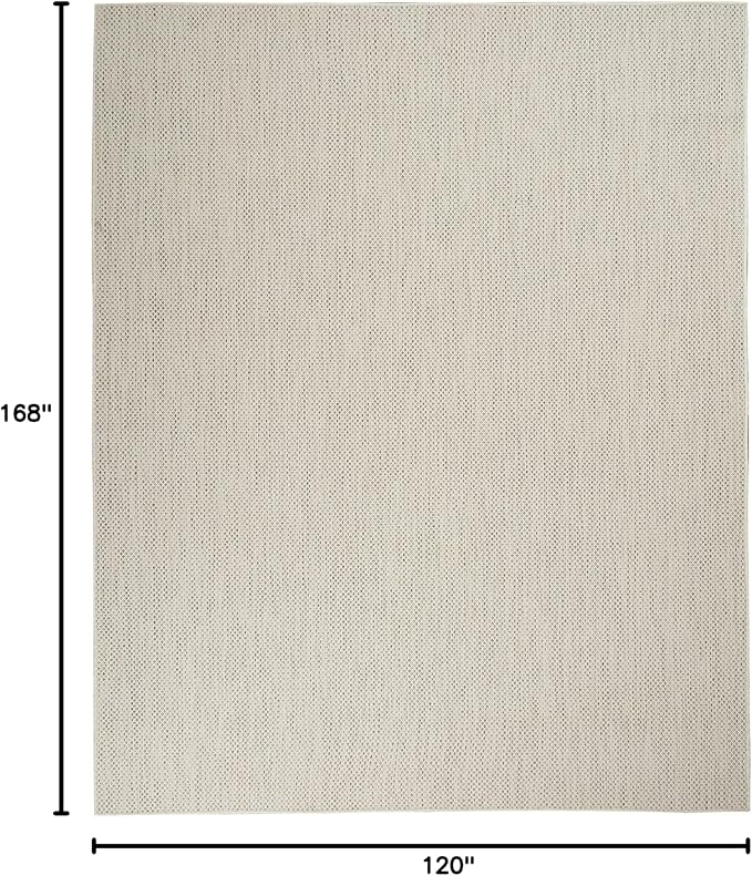 Nourison Courtyard Indoor/Outdoor Ivory/Silver 10' x 14' Area Rug, Easy Cleaning, Non Shedding, Bed Room, Living Room, Dining Room, Backyard, Deck, Patio (10x14)