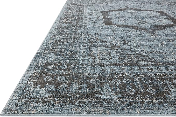 Loloi II Odette Collection ODT-08 Sky/Charcoal 4'-0" x 6'-0" Accent Rug