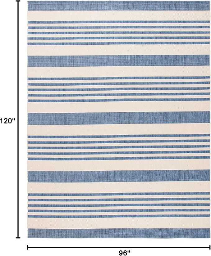 SAFAVIEH Courtyard Collection Area Rug - 8' x 10', Beige & Blue, Non-Shedding & Easy Care, Indoor/Outdoor & Washable-Ideal for Patio, Backyard, Mudroom (CY6062-233)