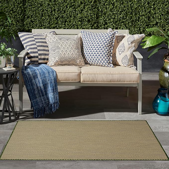 Nourison Courtyard 2' x 3' Green Fabric Area Rug