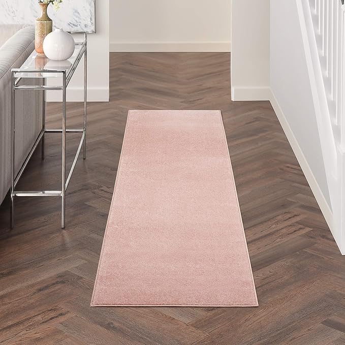 Nourison Essentials Indoor/Outdoor Pink 2'2" x 10' Area Rug, Easy Cleaning, Non Shedding, Bed Room, Living Room, Dining Room, Backyard, Deck, Patio (2x10)