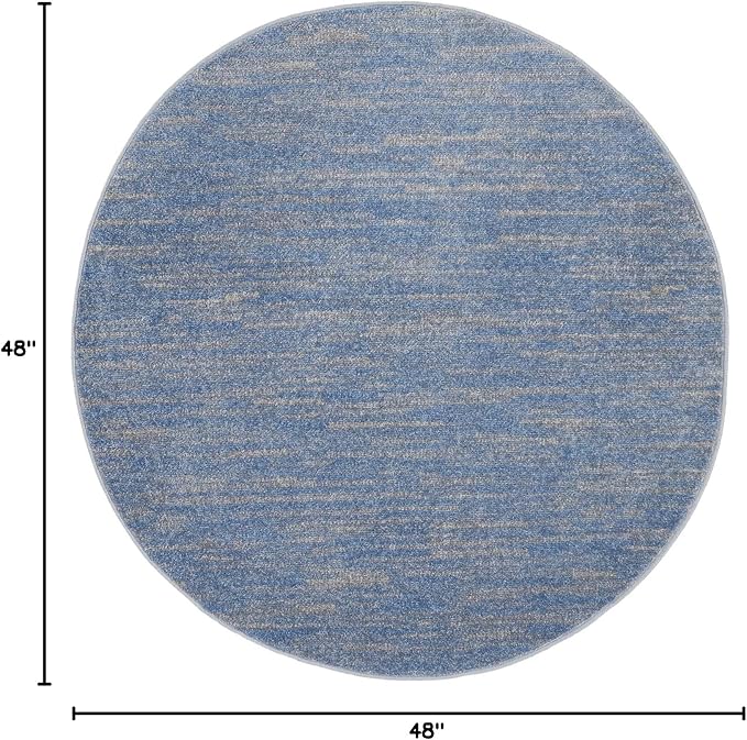 Nourison Essentials 4' x Round Blue/Grey Outdoor Indoor/Outdoor Rug