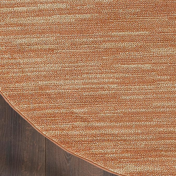 Nourison Essentials Indoor/Outdoor Rust 4' x Round Area Rug, Easy Cleaning, Non Shedding, Bed Room, Living Room, Dining Room, Backyard, Deck, Patio (4 Round)