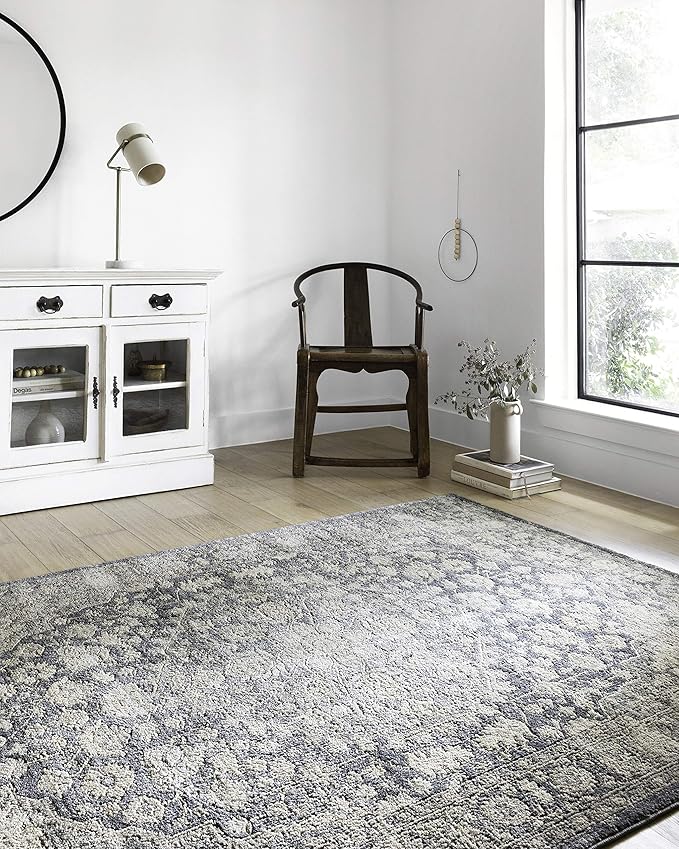 Loloi Teagan Collection 7'-11" x 10'-6" Area Rug in Denim/Mist - Large, Soft Neutral Rug, High-Traffic for Living Room, Bedroom, Home Office, Dining Area