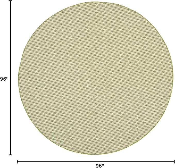 Nourison Courtyard Indoor/Outdoor Ivory Green 8' x Round Area Rug, Easy Cleaning, Non Shedding, Bed Room, Living Room, Dining Room, Backyard, Deck, Patio (8 Round)
