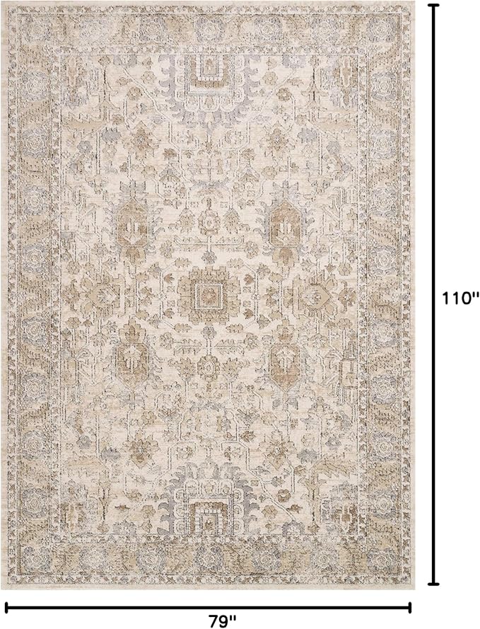 Loloi Teagan Collection 6'-7" x 9'-2" Area Rug in Ivory/Sand - Large, Soft Neutral Rug, High-Traffic Area Rug for Living Room, Bedroom, Home Office, Dining Area