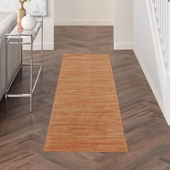 Nourison Essentials 6' Runner Rust Fabric Area Rug