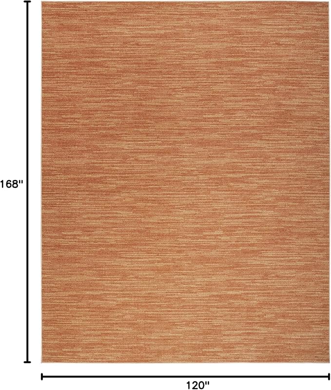 Nourison Essentials Indoor/Outdoor Rust 10' x 14' Area Rug, Easy Cleaning, Non Shedding, Bed Room, Living Room, Dining Room, Backyard, Deck, Patio (10x14)