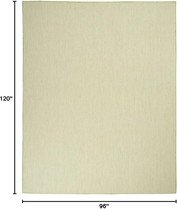 Nourison Courtyard Indoor/Outdoor Ivory Green 8' x 10' Area Rug, Geometric, Easy Cleaning, Non Shedding, Bed Room, Living Room, Dining Room, Deck, Patio, Backyard (8x10)